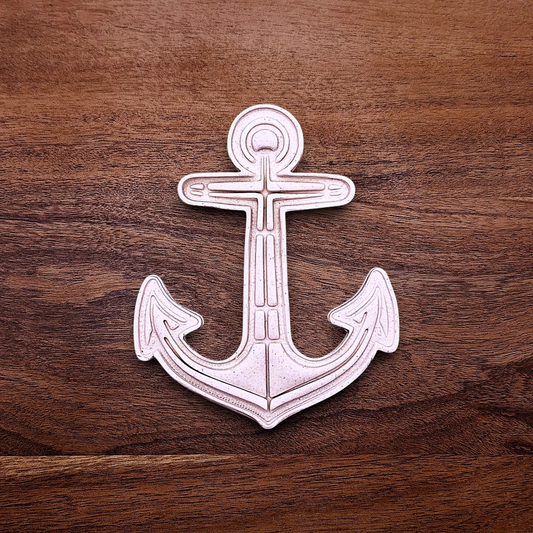 Anchor cookie dough cutout with stamped detail. Perfect for beach-themed cookies, nautical parties, weddings, or ocean-inspired bakes.