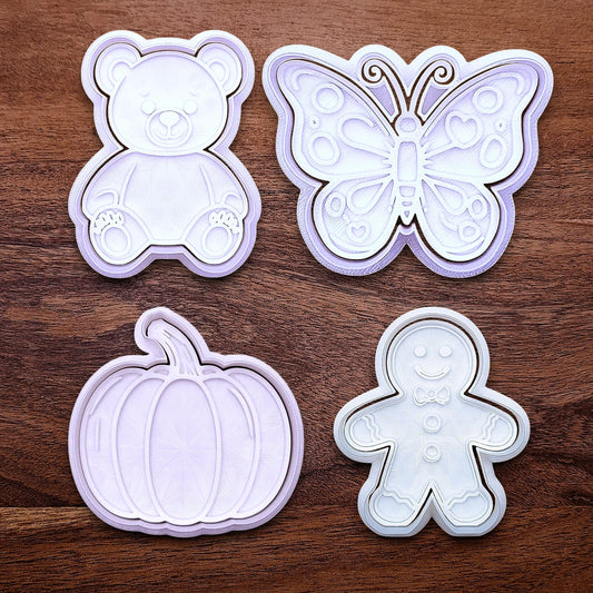 Seasonal Cookie Cutter Set - Teddy Bear, Butterfly, Pumpkin, Gingerbread Man