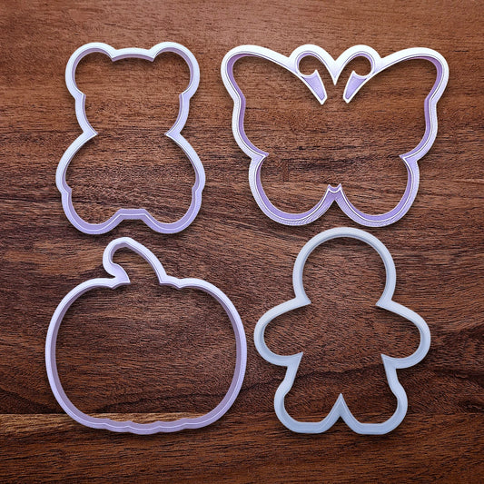 Seasonal Cookie Cutter Set - Teddy Bear, Butterfly, Pumpkin, Gingerbread Man