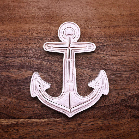 Anchor cookie dough cutout with stamped detail. Perfect for beach-themed cookies, nautical parties, weddings, or ocean-inspired bakes.