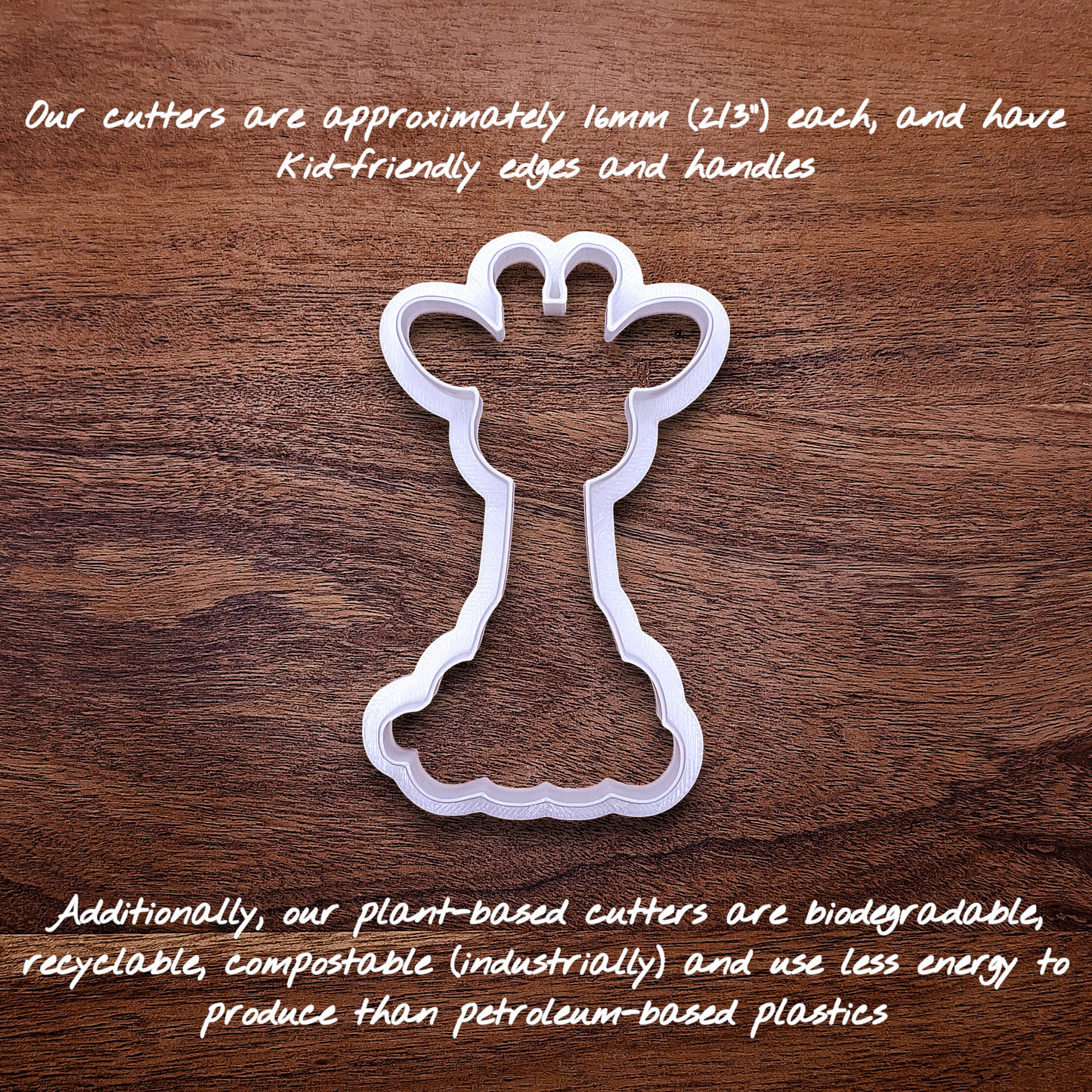 Giraffe cookie cutter without stamp. Perfect for bold safari animal cookies or jungle party centerpiece bakes and crafts.