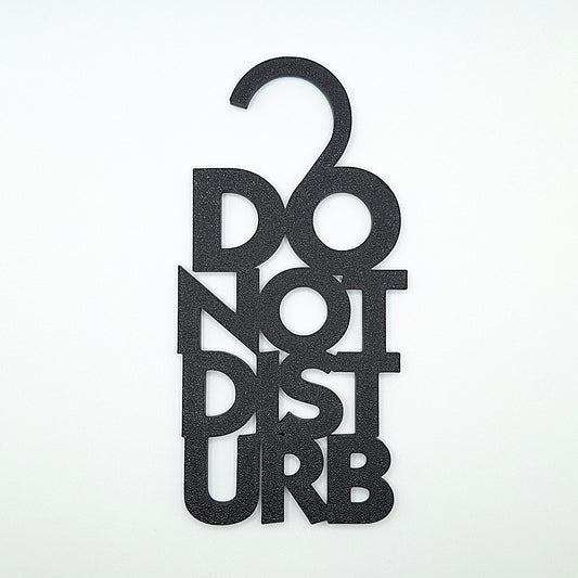 Black Do Not Disturb door hanger sign with bold white text, perfect for bedrooms, offices, dorms, or quiet zones to ensure privacy and no interruptions.