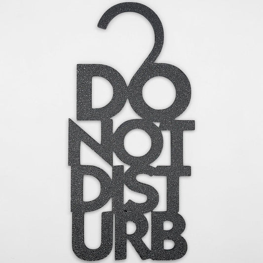 Black Do Not Disturb door hanger sign with bold white text, perfect for bedrooms, offices, dorms, or quiet zones to ensure privacy and no interruptions.