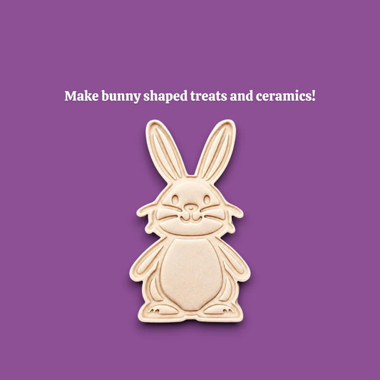Bunny Rabbit Cookie Cutter dough cutout and imprint, perfect for animal-themed baking, Easter crafts, and rabbit lovers.