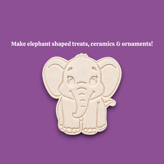 Elephant Cookie Cutter & Stamp Set- Safari Craft Ceramic & Fondant Mold