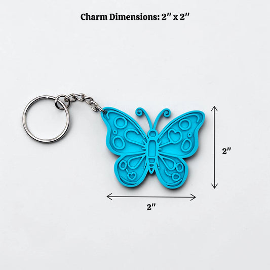 Handmade and customizable butterfly keychain, perfect for gifts, party favors, or nature-themed accessories.