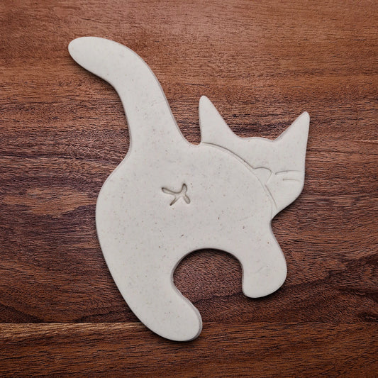 Cat butt cookie cutter dough cutout and imprint, perfect for gifting, gag gifts, white elephant gifting, and cat themed parties and treats.