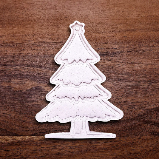 Handmade and customizable Christmas tree cookie cutters and stamp dough cutout and imprint, perfect for holiday treats, festive parties and cute crafts.