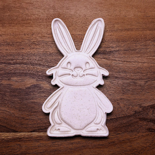 Handmade and customizable Bunny Rabbit Cookie Cutter dough cutout and imprint, perfect for animal-themed baking, Easter crafts, and rabbit lovers.