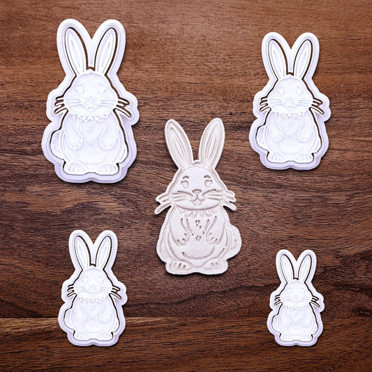 Bunny Rabbit Cookie Cutter Set and Stamp - Craft Fondant Baking Mold