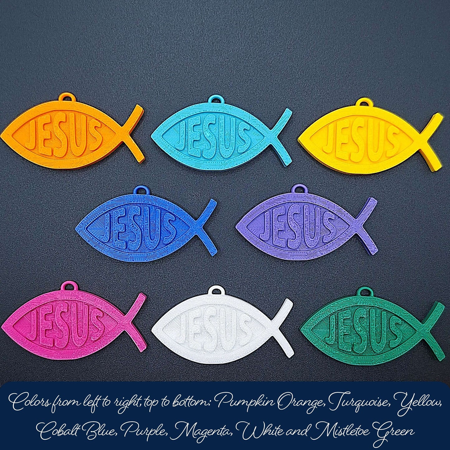 Christian Fish Keychains with “Jesus” in the center, handmade faith charm for Bible study, church gifts, or daily inspirational accessory.