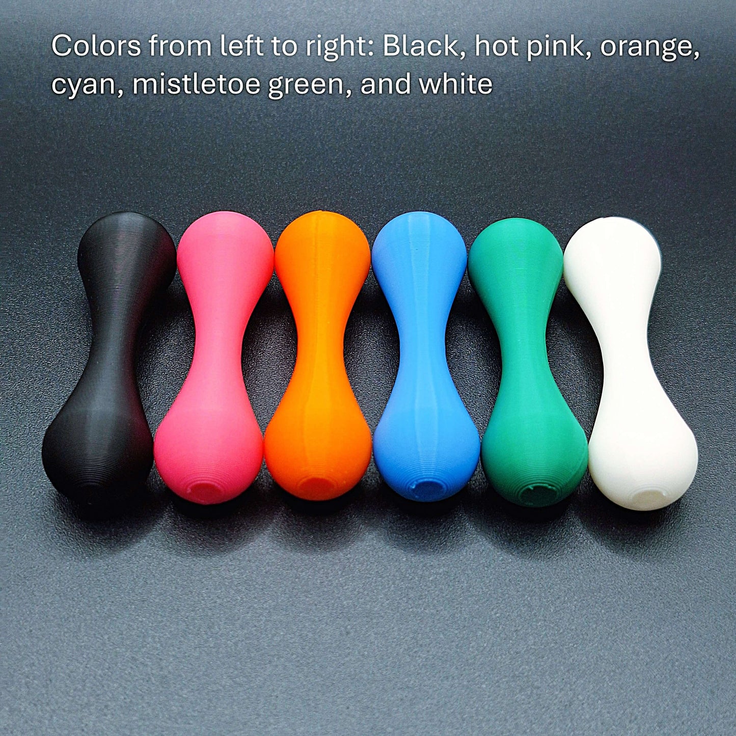 Side-by-side view of six knucklebone fidget toys in assorted colors, designed for smooth flipping and fun stress relief.