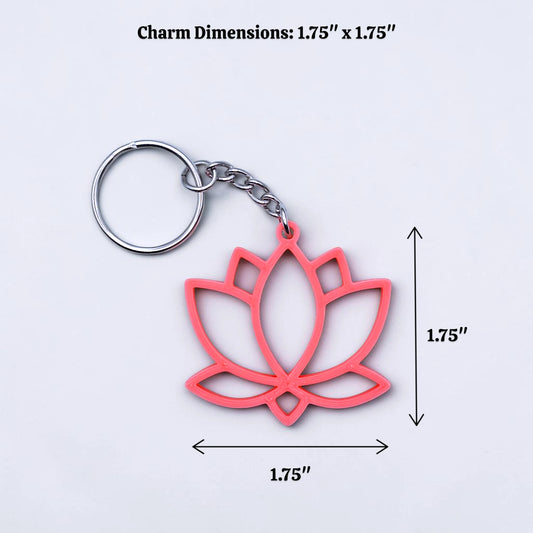 Lotus flower keychain in magenta, eco-friendly and handmade, perfect for spiritual gifts or mindful accessories.