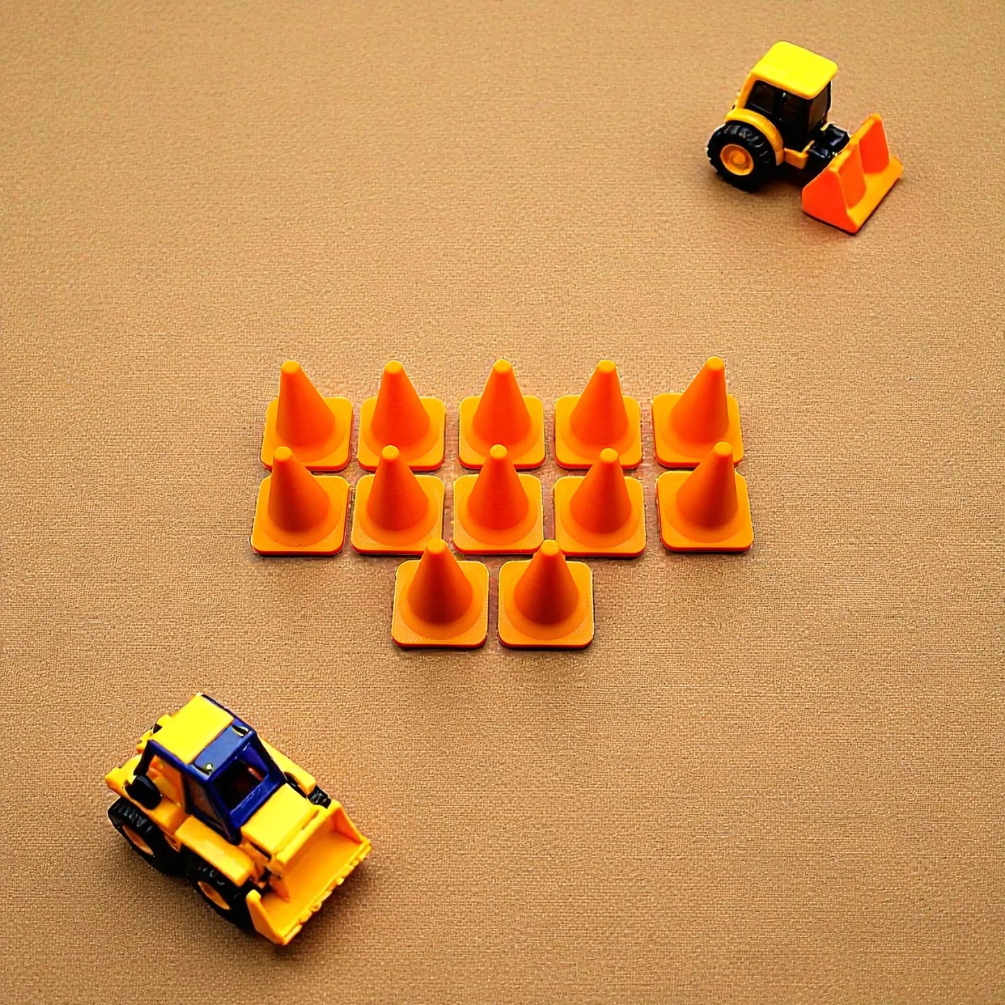 Handmade and customizable mini traffic cone set, perfect for pretend play, party favors, classroom games, sports drills, crafts, or playful tabletop decorations.