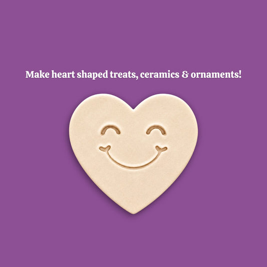 Handmade and customizable heart cookie cutter dough cutout and imprint, perfect for Valentine's Day baking, sweet treats and party favor creations.