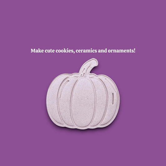 Pumpkin cookie cutter cutout, perfect for fall, Halloween, and Thanksgiving-themed baking or crafts.