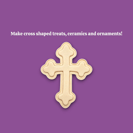 Cross cookie cutter dough cutout and imprint, perfect for Easter, Christmas, baptism and VBS treats. Can be used for fondant, cookies, clay, ceramics and biscuits.