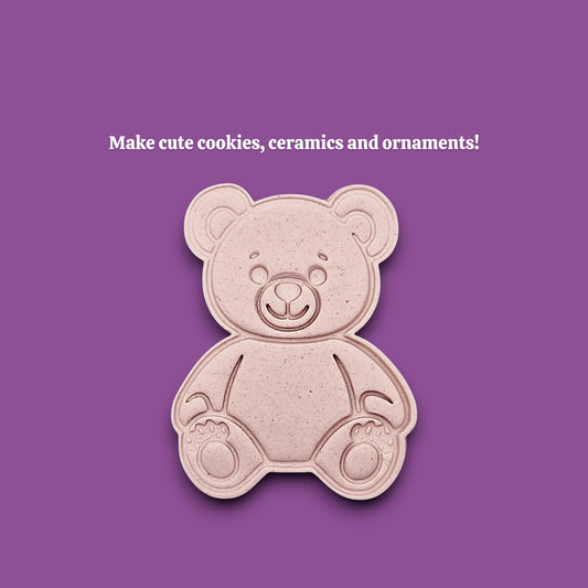 Handmade and customizable teddy bear cookie cutter dough cutout and imprint — perfect for standout cookies at parties or gifting.