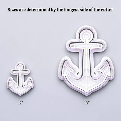 Anchor cookie cutters side by side showing dimensions and how increasing the size works.