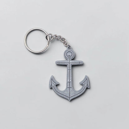 Handmade and customizable anchor keychain in silver, perfect nautical accessory for baby showers, boat lovers, coastal weddings, and beach-themed gifts.