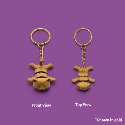 Cat keychain in gold, customizable and handmade, great for classroom prizes, party favors and event giveaways.