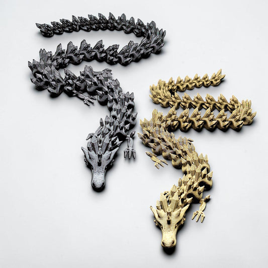 Articulated dragon fidget toy with segmented poseable body, handmade in eco-friendly PLA