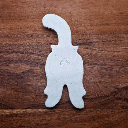 Cat butt-shaped cookie dough cutouts made with our cutter and stamp—perfect for humorous treats, pet parties, and gag gifts.