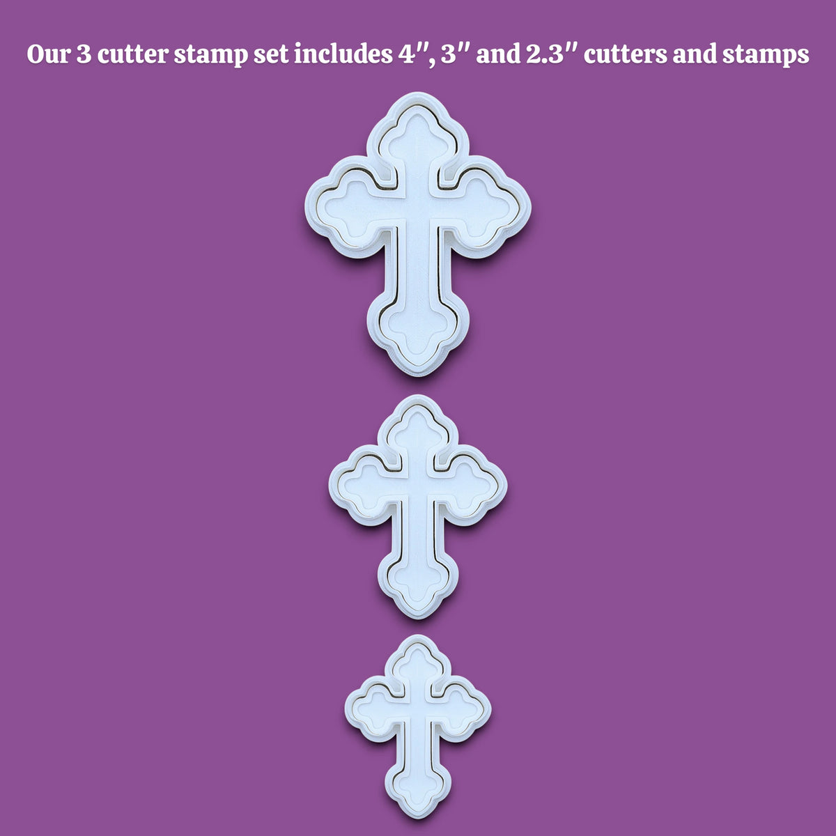 Cross cookie cutter and stamp set, perfect for Easter, Christmas, baptism and VBS treats. Can be used for fondant, cookies, clay, ceramics and biscuits.
