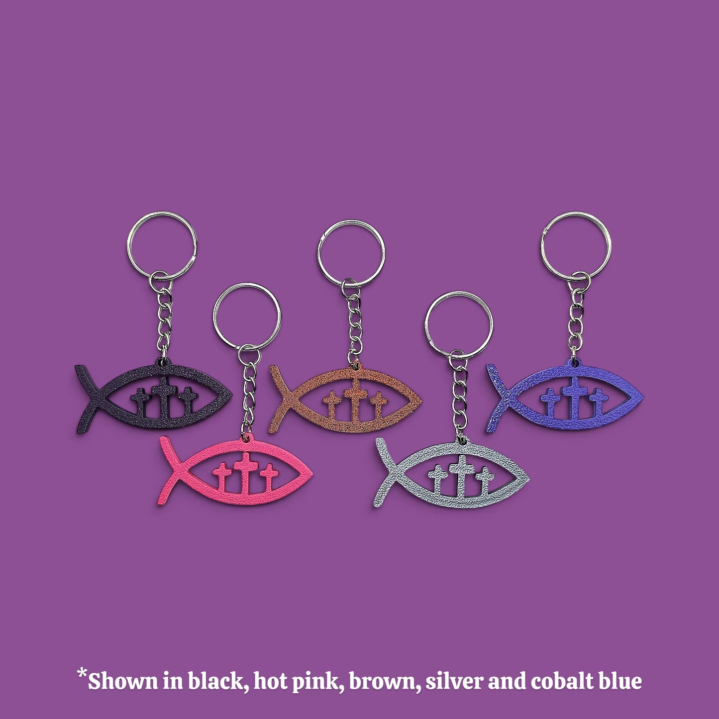 Jesus ichthys Christian fish religious keychains, customizable and handmade, perfect for church party favors, VBS and event giveaways and Easter bag charms.