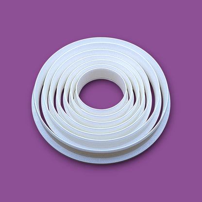 Set of 7 customizable circle cookie cutters from 5" to 1.4". Perfect for baking, fondant, biscuits, sandwiches, and crafting round shapes.