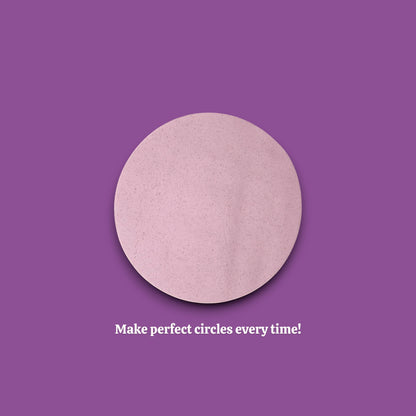 Dough cutout made with circular cookie cutter, great for stacked cookies, pastry prep, or fondant layering.