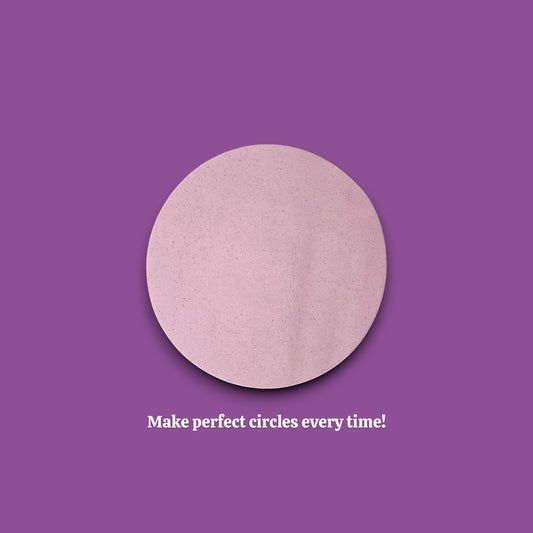 Dough cutout made with circular cookie cutter, great for stacked cookies, pastry prep, or fondant layering.