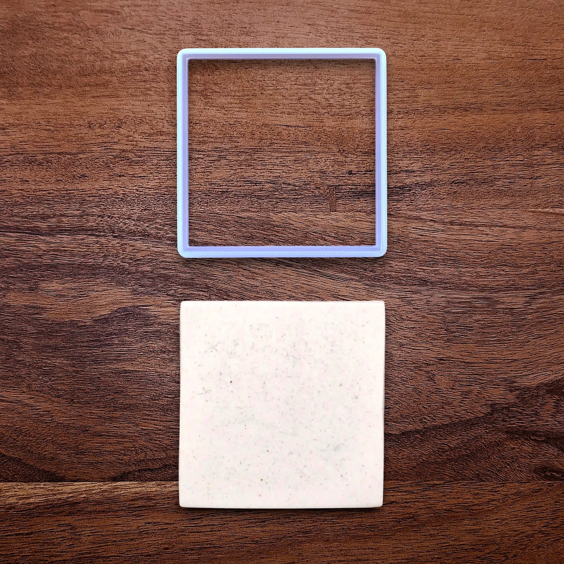 Handmade and customizable square cookie cutter and dough cutout, perfect for baking cute shapes, fondant, parties and crafts.