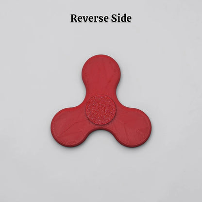 Reverse side of fidget spinner in red, perfect for party favors, birthday gifts and classroom rewards. Customizable in 30 unique colors.