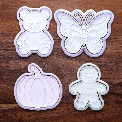 Seasonal Cookie Cutter Set - Teddy Bear, Butterfly, Pumpkin, Gingerbread Man