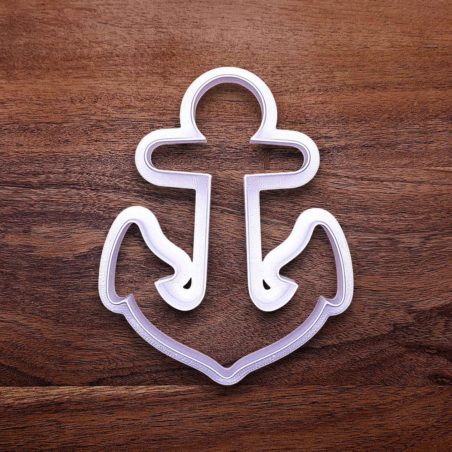 Top view of anchor cookie cutter shown without stamp. Perfect for bold cookies or statement treats for coastal weddings and sea-themed events.