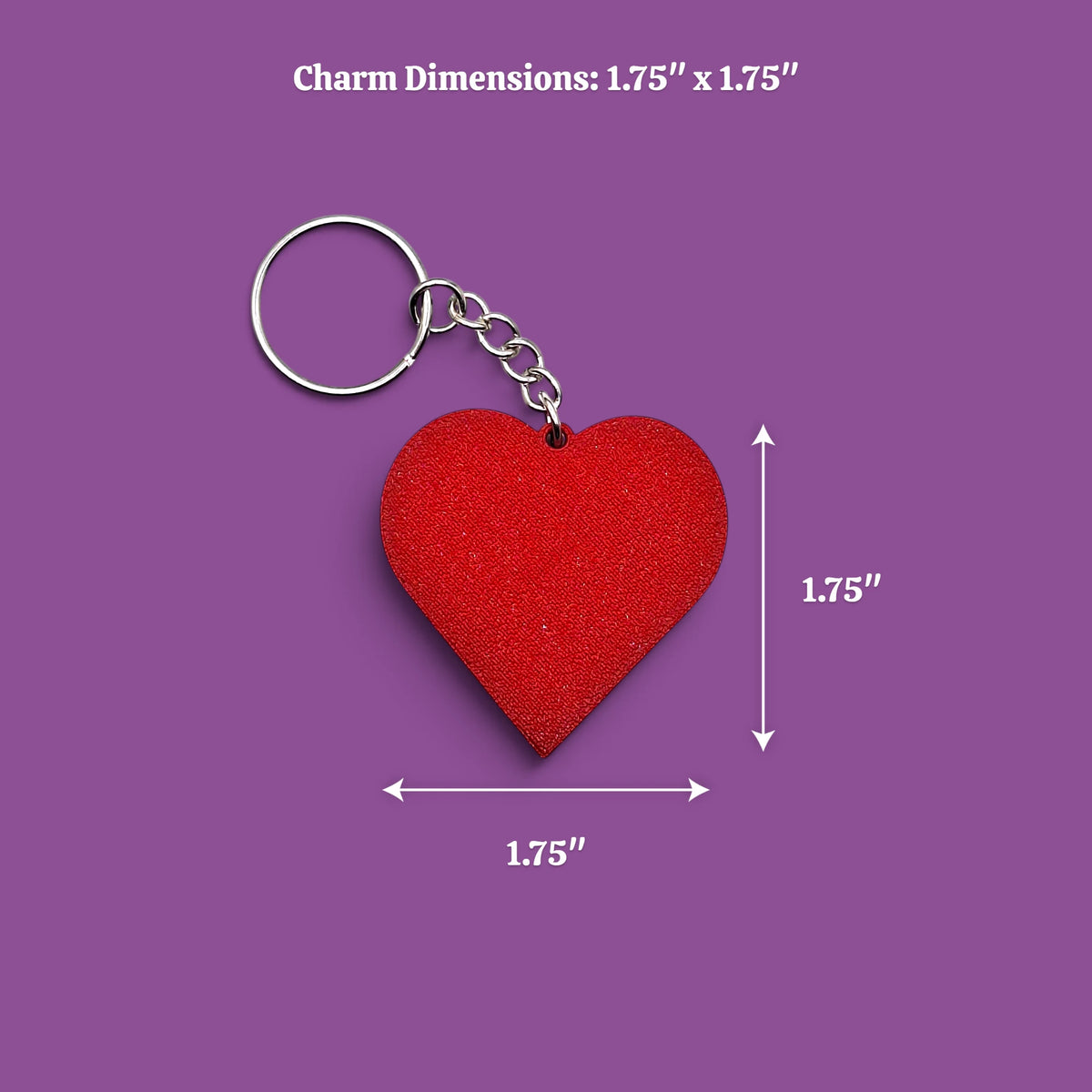 Handmade and customizable heart keychain in maroon red, perfect for classroom prizes, Valentine's Day gifts, party favors for kids birthdays, baby showers and unique backpack charms.