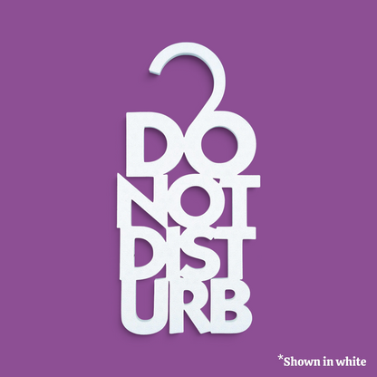 White Do Not Disturb hanger with clean, modern black text, perfect minimalist sign for professional or personal use to block unwanted interruptions.