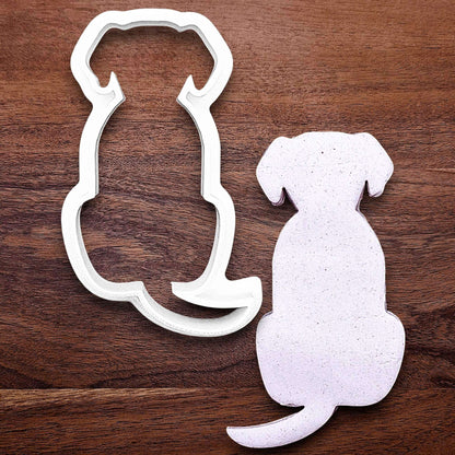 Dog-shaped cookie cutter with dough cutout, perfect for pet-themed treats, parties, or homemade dog cookies – eco-friendly and handmade.