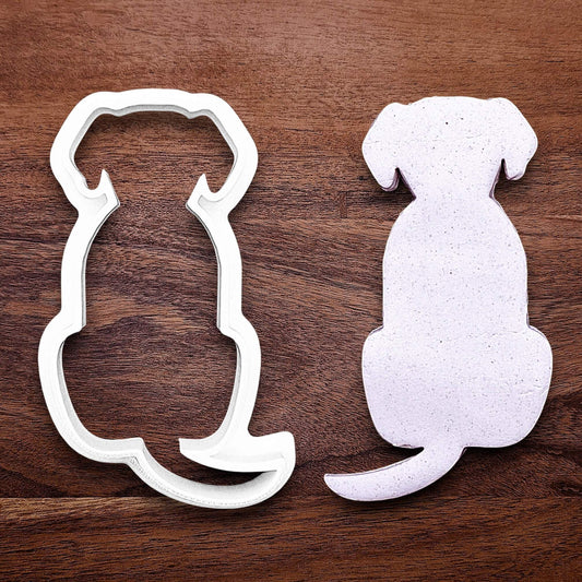 Dog-shaped cookie cutter with dough cutout, perfect for pet-themed treats, parties, or homemade dog cookies – eco-friendly and handmade.