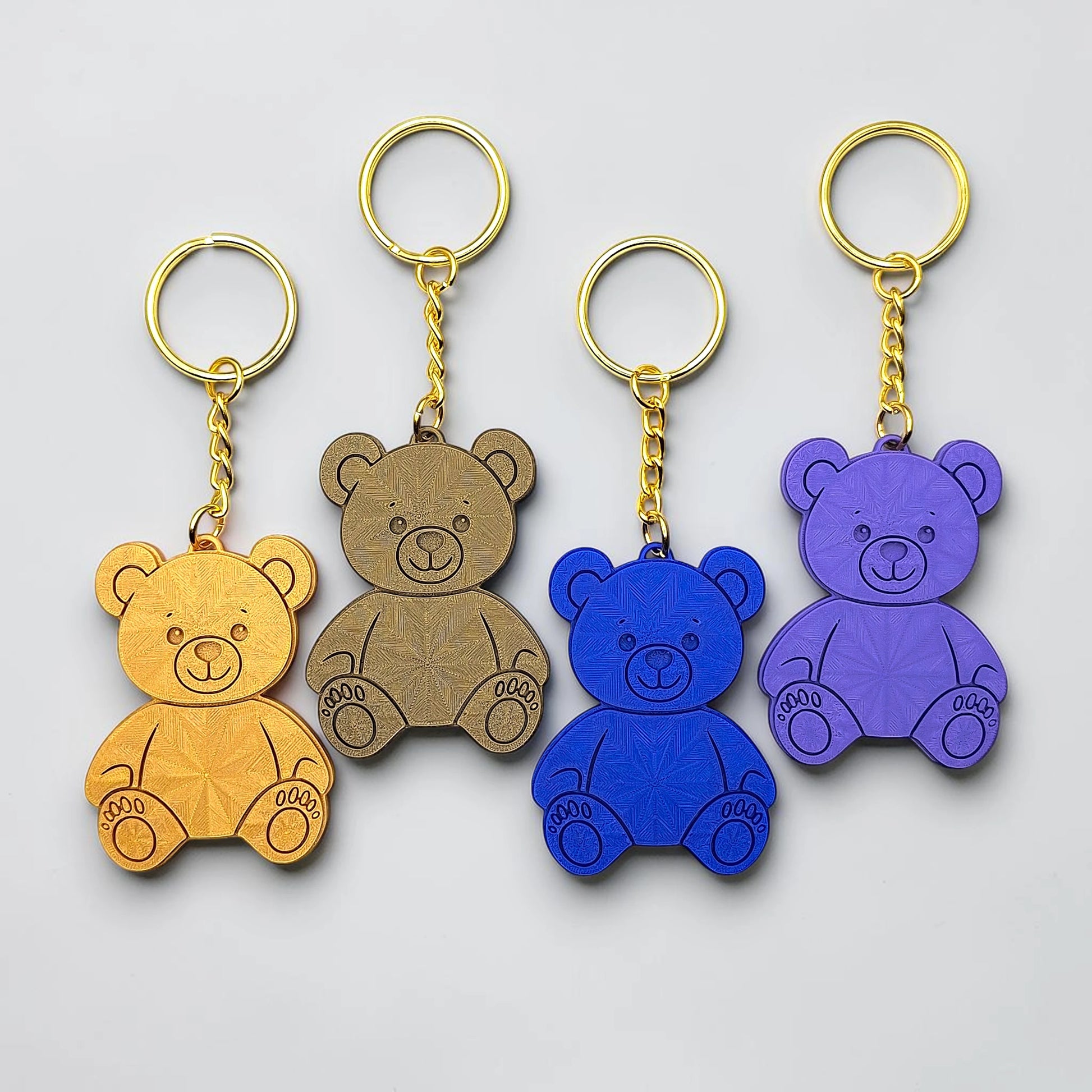Teddy bear keychains - handmade eco-friendly charms perfect for kids, baby showers, party favors, or animal-themed gifts.