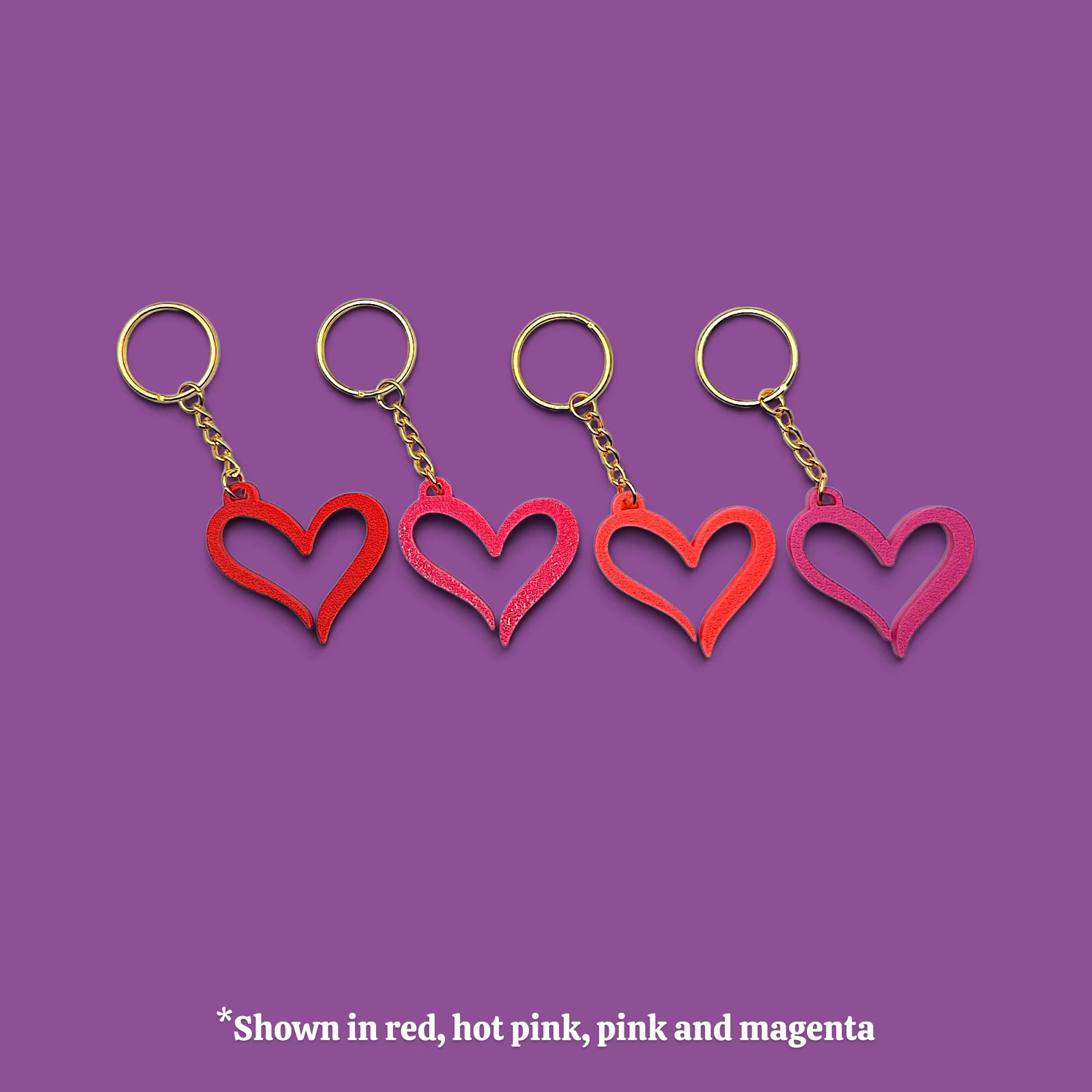Handmade and customizable heart keychains in unique colors, perfect for Valentine's Day, party favors, baby showers, or everyday gifts.