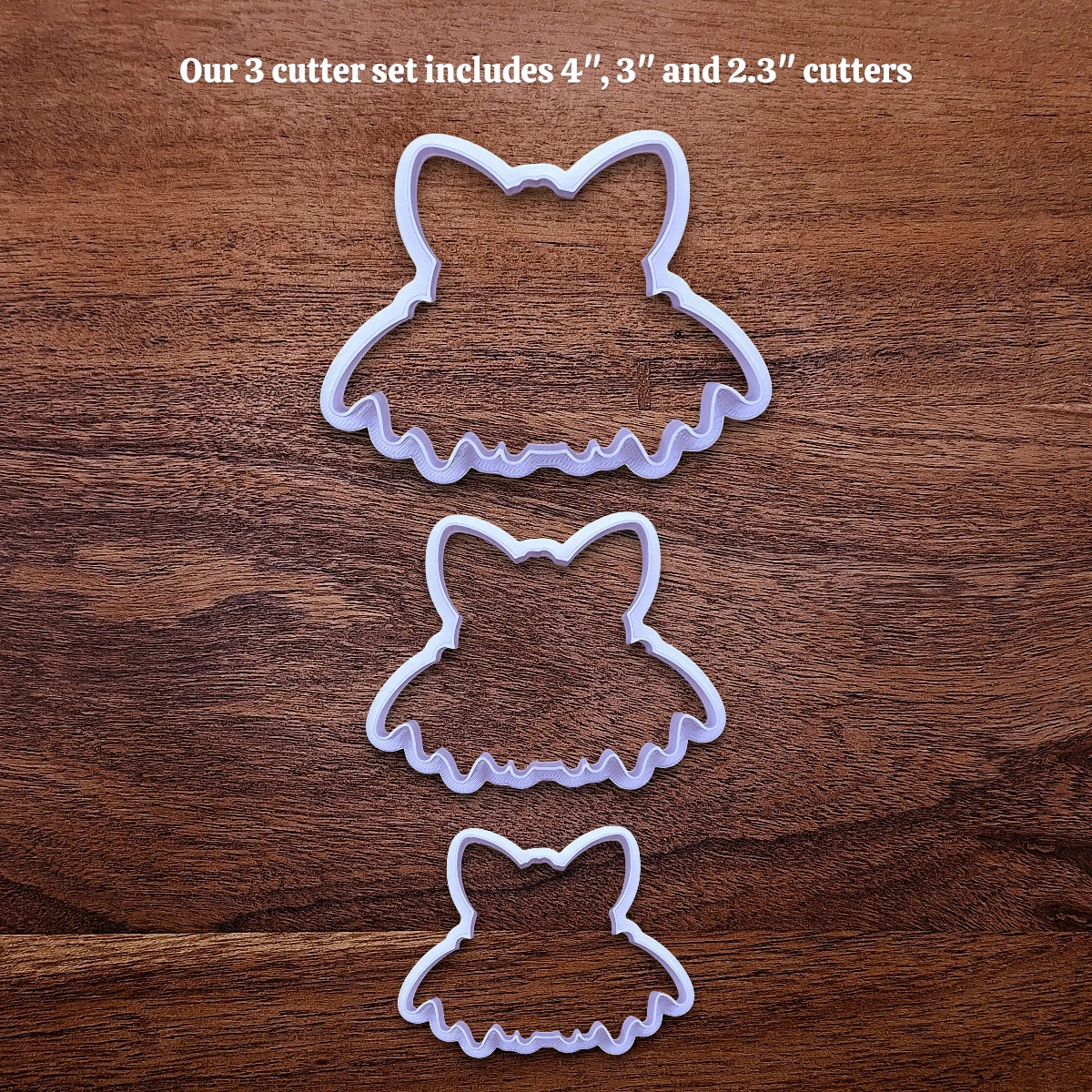 Three cute bat cookie cutters - adds cute Halloween charm. Complete with cute details for whimsical baking, parties, or spooky gifting. Handmade and customizable in 30 colors.