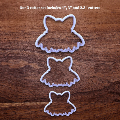 Three cute bat cookie cutters - adds cute Halloween charm. Complete with cute details for whimsical baking, parties, or spooky gifting. Handmade and customizable in 30 colors.