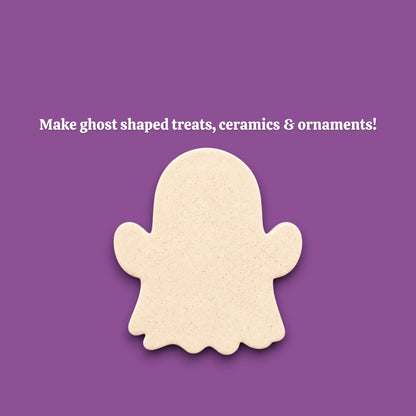 Ghost cookie cutter cutout – great for Halloween cookies, fondant, or crafts with clean, detailed imprints.