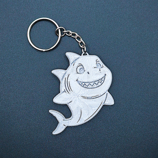 Silver shark keychain - fun ocean-themed accessories for bags, backpacks, and keys.