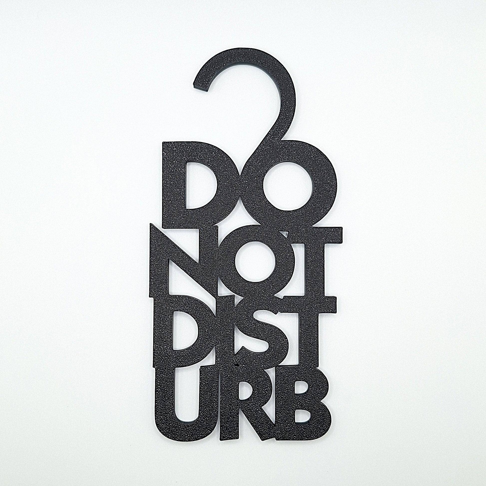 Black Do Not Disturb door hanger sign with bold white text, perfect for bedrooms, offices, dorms, or quiet zones to ensure privacy and no interruptions.