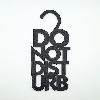 Black Do Not Disturb door hanger sign with bold white text, perfect for bedrooms, offices, dorms, or quiet zones to ensure privacy and no interruptions.