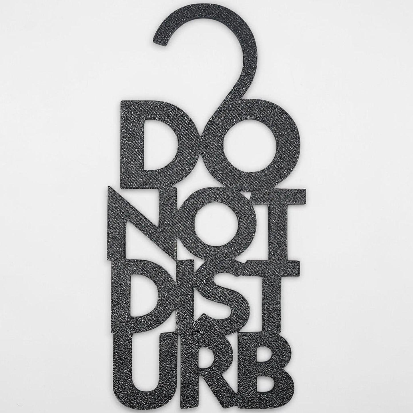 Black Do Not Disturb door hanger sign with bold white text, perfect for bedrooms, offices, dorms, or quiet zones to ensure privacy and no interruptions.