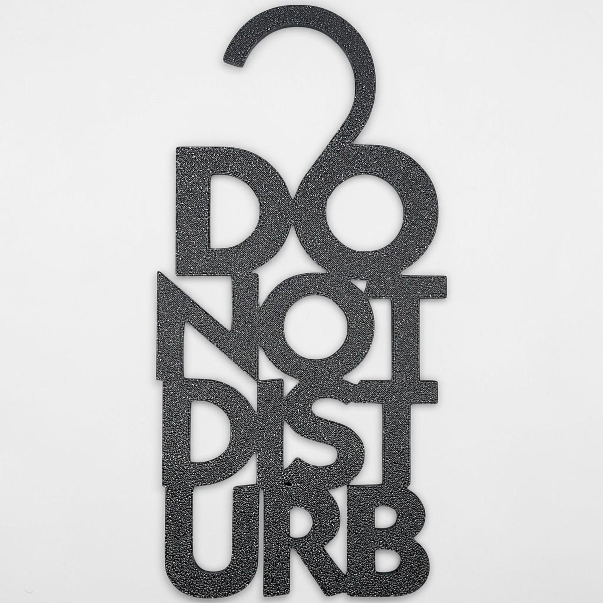 Black Do Not Disturb door hanger sign with bold white text, perfect for bedrooms, offices, dorms, or quiet zones to ensure privacy and no interruptions.